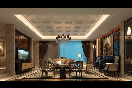 合肥市孔雀城時代北宸歐式風(fēng)格別墅裝修案例