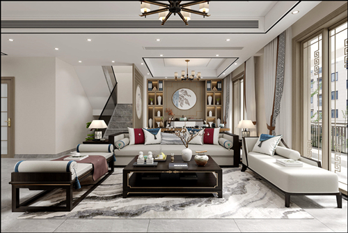 佛山市保利閱江臺(tái)新中式風(fēng)格別墅裝修案例