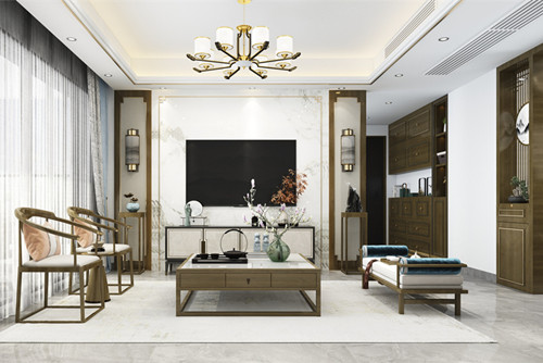 中山市眾樂(lè)&middot;盈水宜居新中式風(fēng)格三居室裝修案例