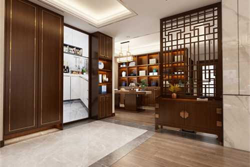 中山市中銘新達(dá)花園新中式風(fēng)格五居室裝修案例