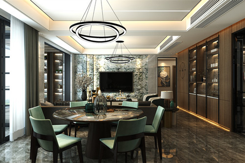 中山市方直彩虹公館別墅現(xiàn)代簡約風格四居室裝修案例