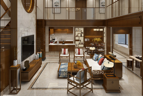 ?？谑械酆腿A庭新中式風(fēng)格別墅裝修案例